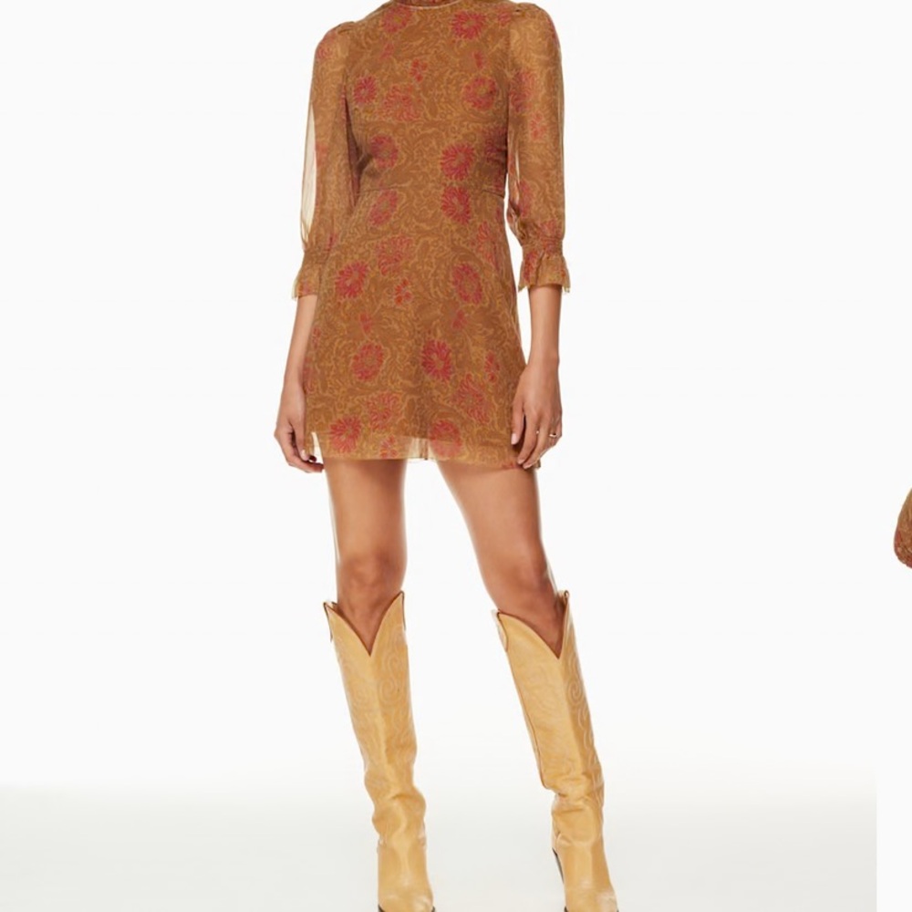 Aritzia Wilfred Maplewood Chesnut Floral Swept Dress Size 4 Women’s